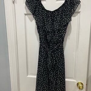 Lane Bryant Black and White Polka Dot Midi Dress